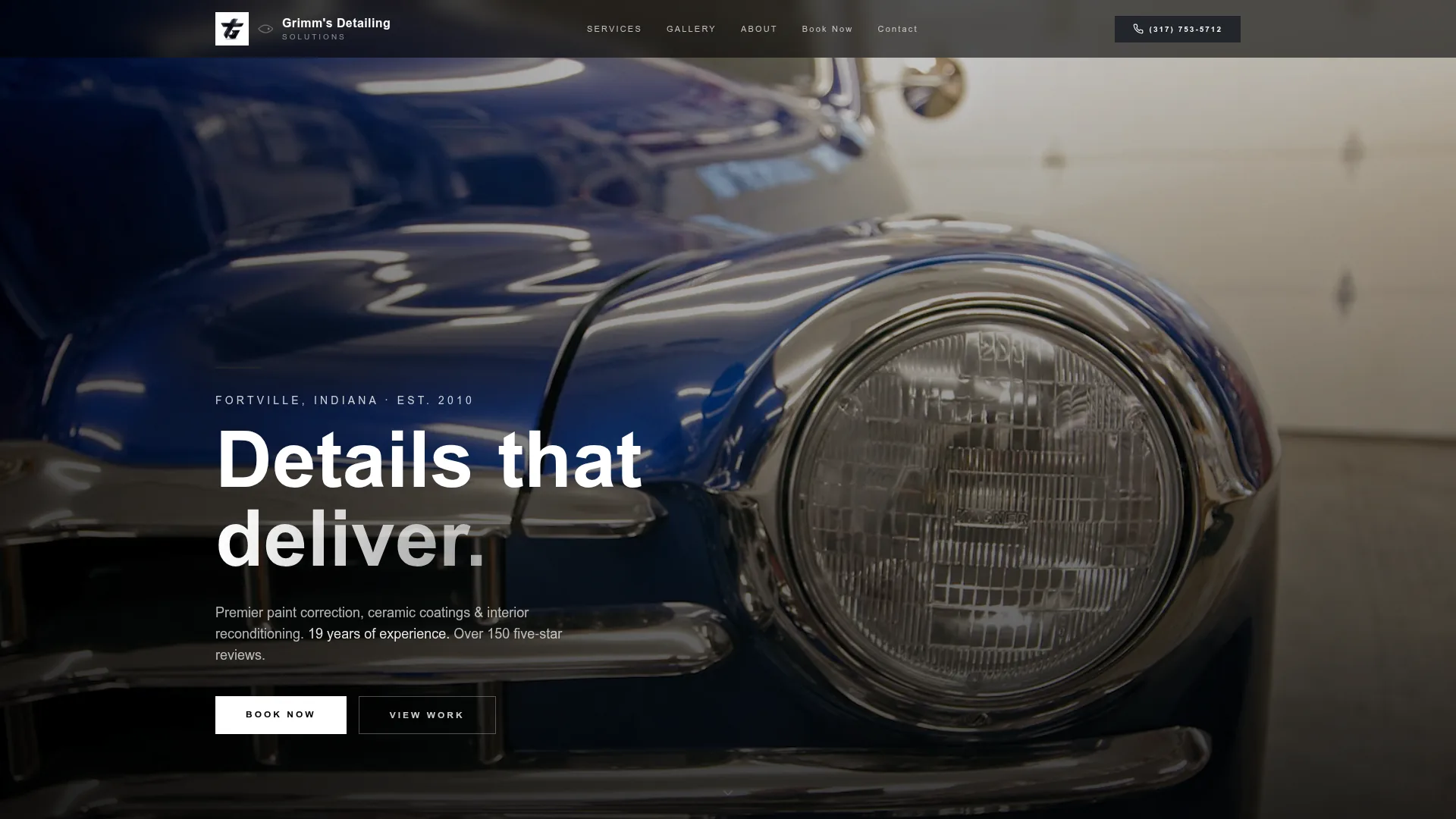 Grimm's Detailing auto detailing website homepage