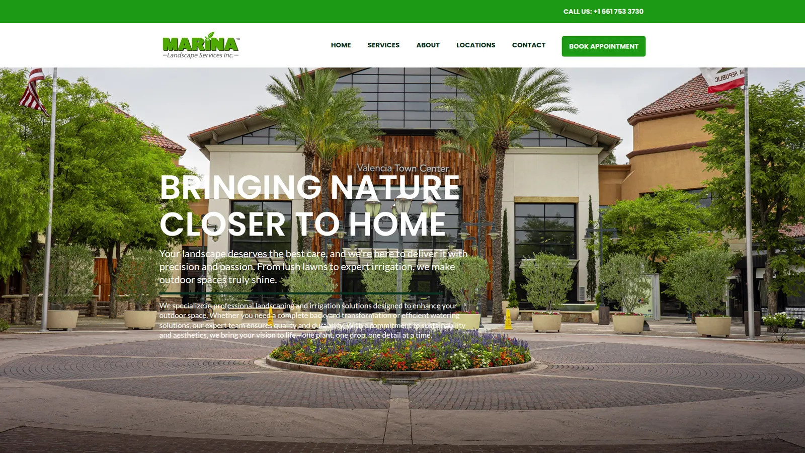 Marina Landscape Services website homepage design