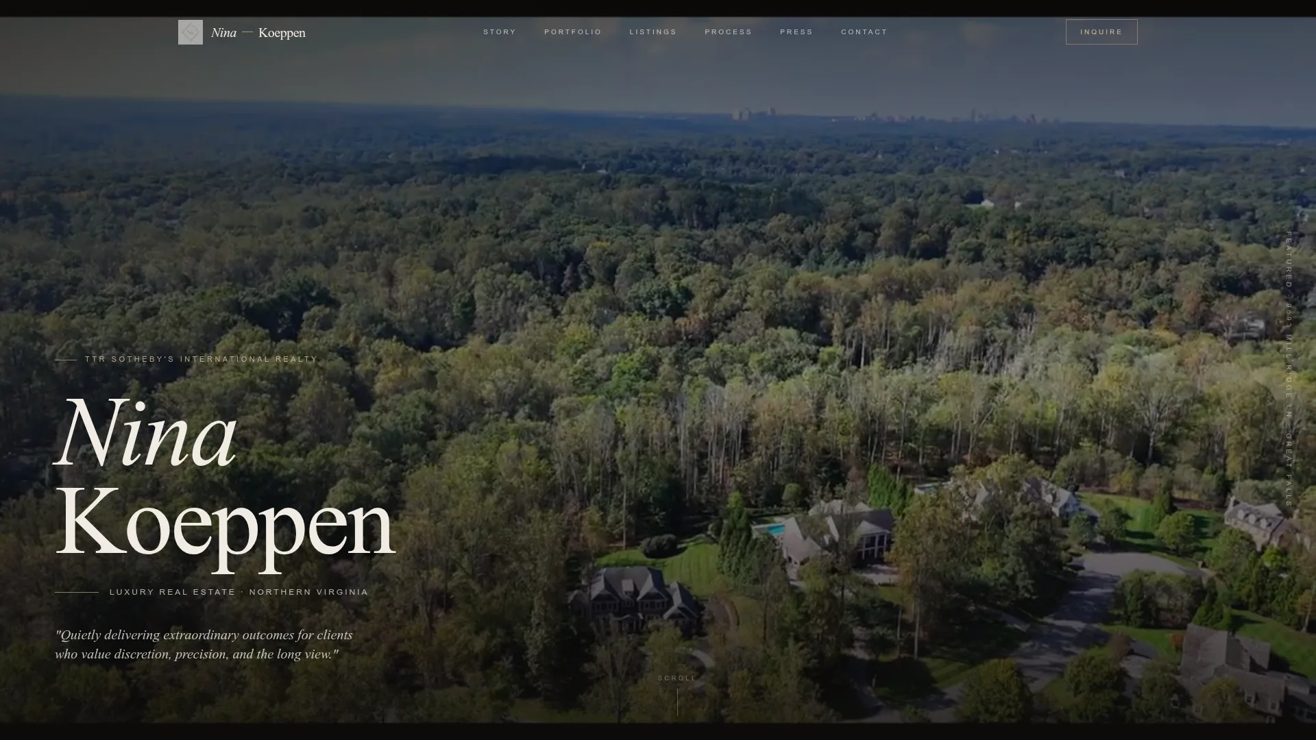Nina Koeppen luxury real estate website homepage